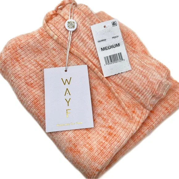 WAYF Ribbed Knit Drawstring Shorts Peach Size Medium - Picture 6 of 11